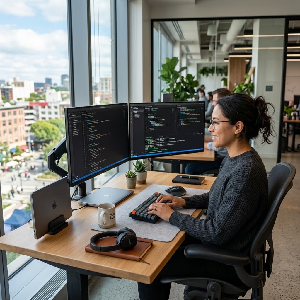 Developer at workstation